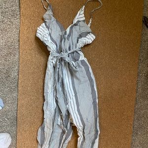 Stripped tie jumpsuit